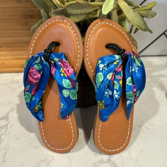 Matilda Jane The Seashore Floral Sandals with backpack flip flops blue size 11 - Picture 1 of 12